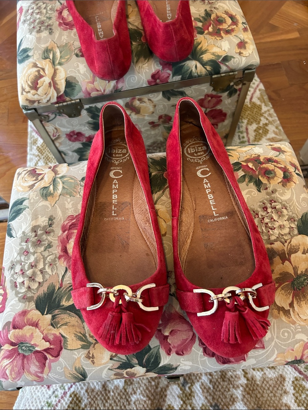 Jeffery Cambell Red  Suede Tassel Loafers - Women's Flats